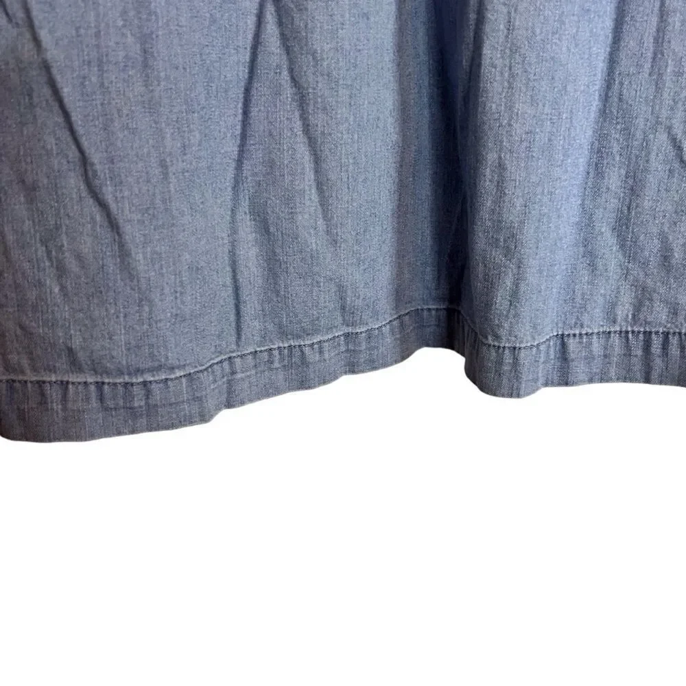 Madewell Denim‎ Puff-Sleeve Swing Womens Shirt Tie Back Size Medium Blue